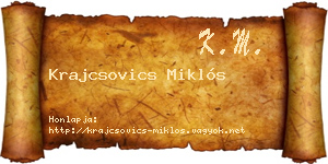 Krajcsovics Miklós névjegykártya